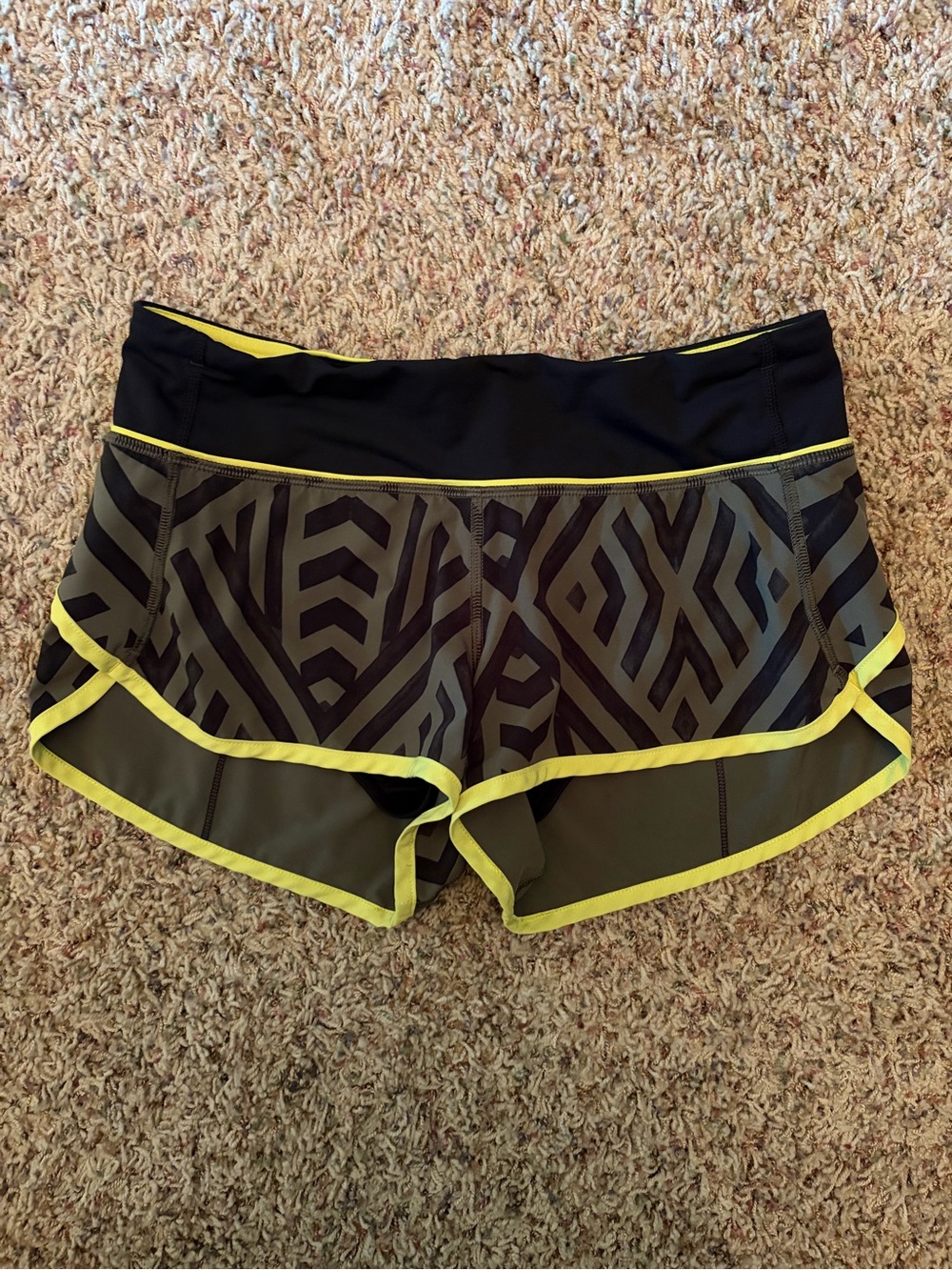 lululemon athletica Black Shorts with Yellow Trim